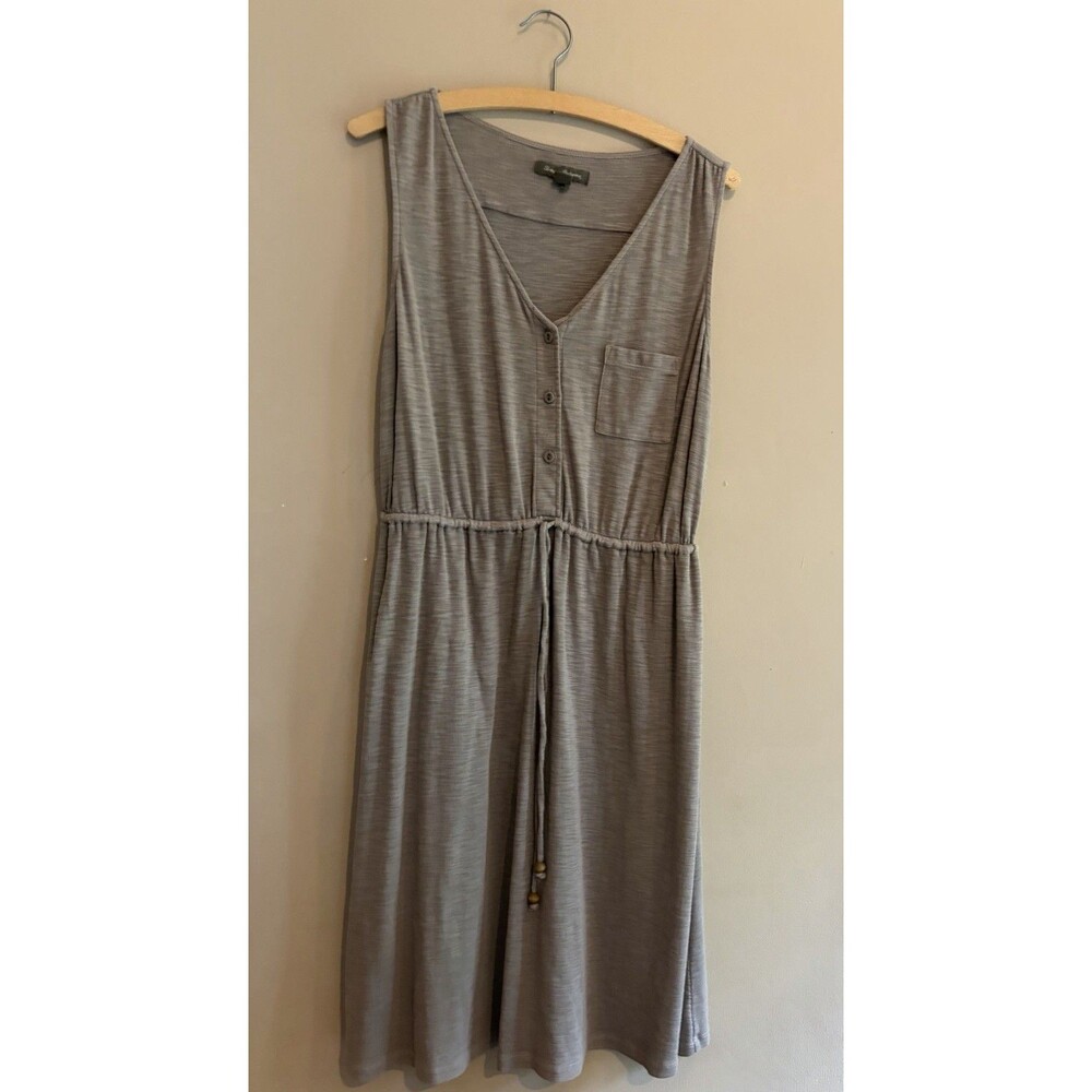 Tommy Bahama 100%‎ Cotton Tan Sleeveless Dress Women’s Size Medium Drawstring